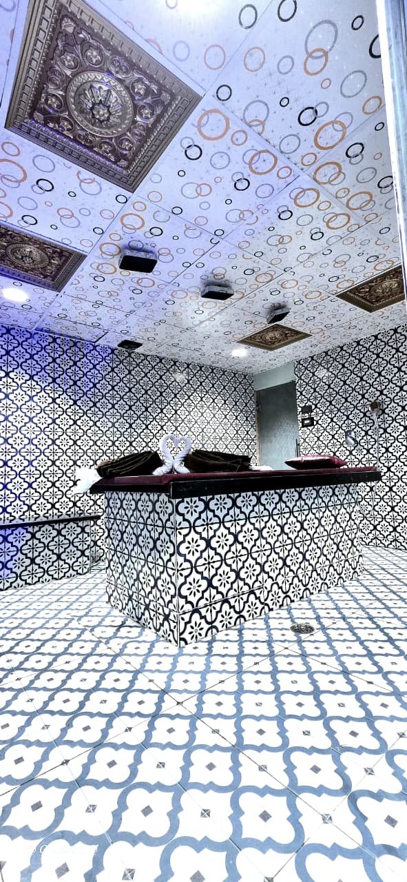 Royal Turkish Hammam room with Moroccan tile detailing at Phoenix International Spa